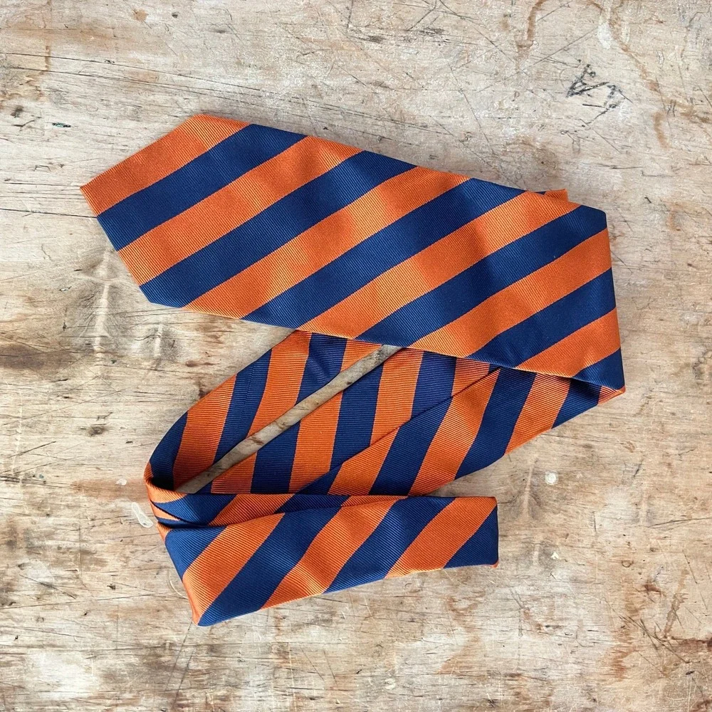 Jos. A. Bank Silk Necktie OS Mens Striped Orange Navy Blue Florida UF Gators Tie